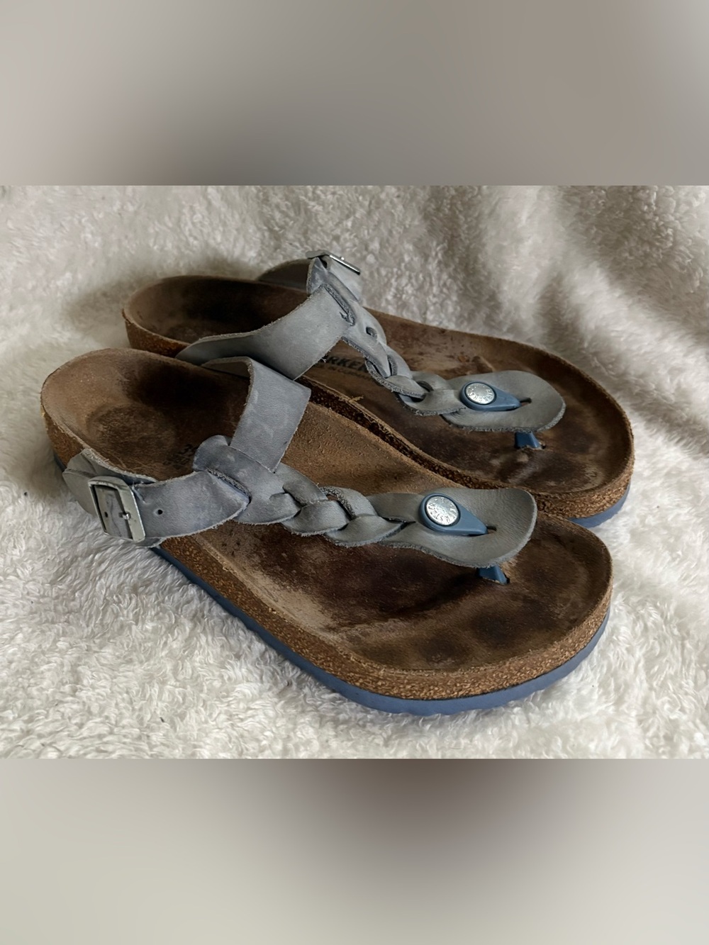 Women’s Birkenstock Gizeh Braided Thong Sandals Baby Blue Size 39 US 9 Reg